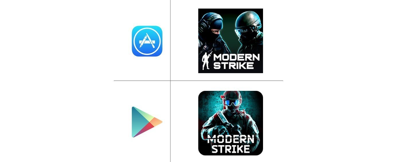 "Modern strike" icons on App Store & Google Play