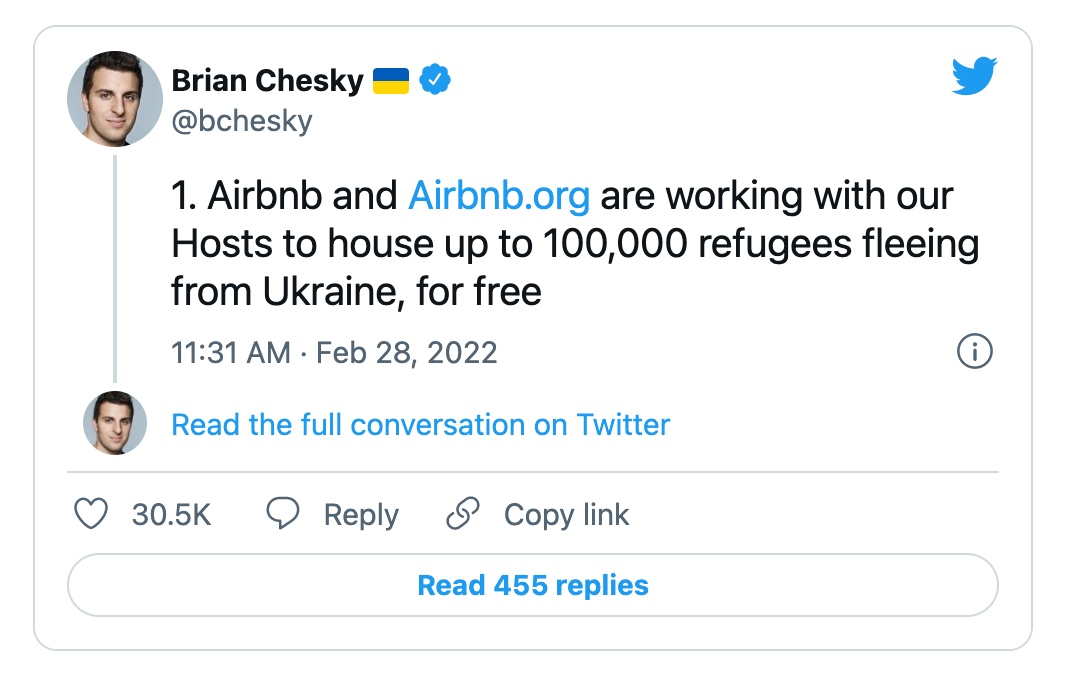 How Airbnb is providing Ukrainian refugees with free housing